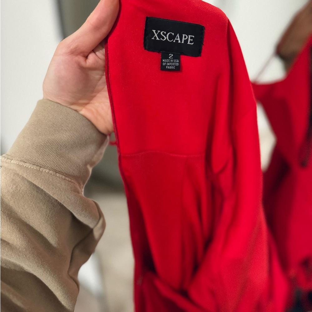 Xscape Red Ruffle High-Low Midi Dress, size 2 - Picture 6 of 7
